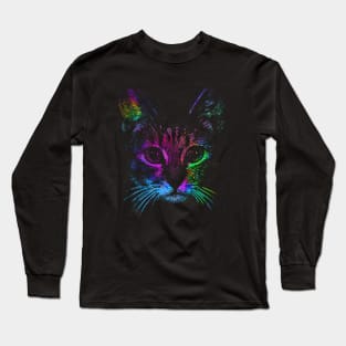 Colorful Cat Face Long Sleeve T-Shirt